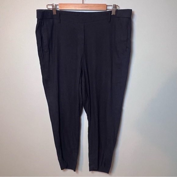 J. Jill Stretch Linen-Blend Cropped Pants Women’s XL Petite Navy Blue Casual - Picture 1 of 8